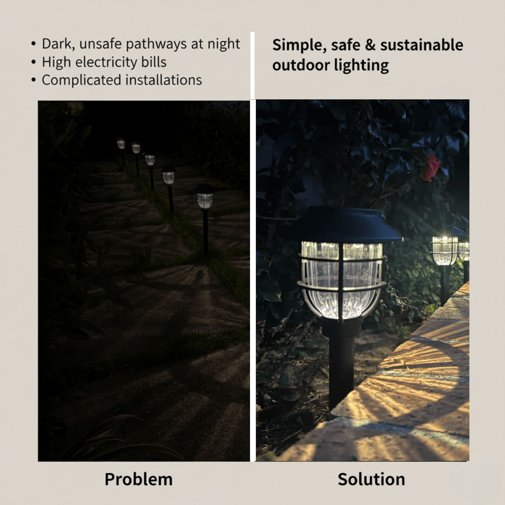 Solární LED osvětlení zahradní cesty pro bezpečné venkovní osvětlení - Fioriscas