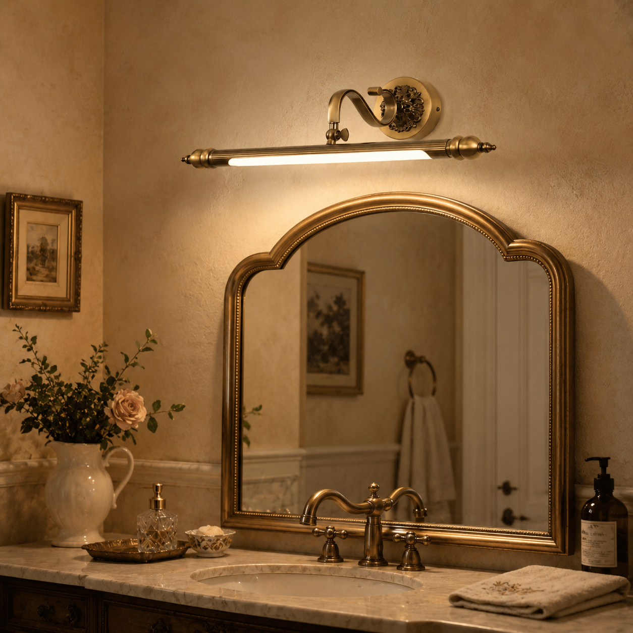 Luz de Parede Retro Copperlume com Base Ornamental e Detalhes Estriados