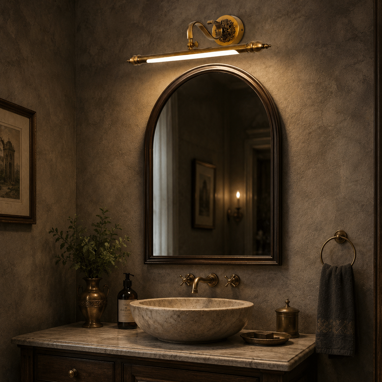 Luz de Parede Retro Copperlume com Base Ornamental e Detalhes Estriados