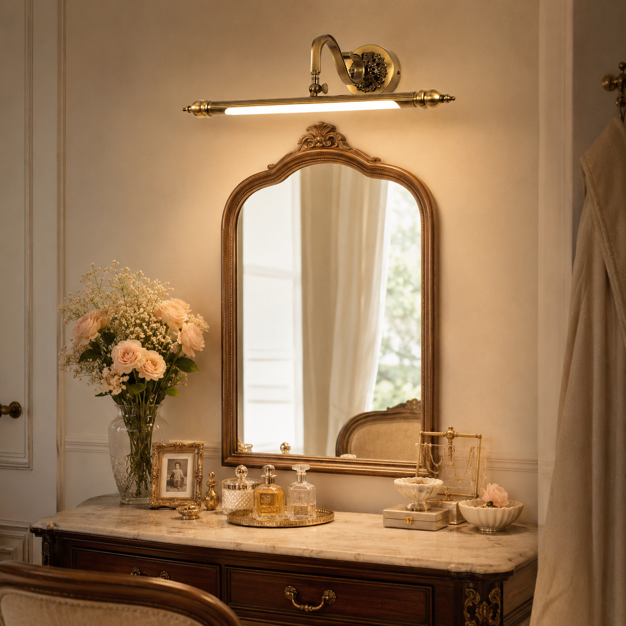 Luz de Parede Retro Copperlume com Base Ornamental e Detalhes Estriados