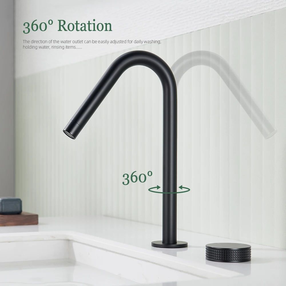 Rubinetto per lavabo da bagno, monocomando, bocca girevole a 360°, NexaFlow