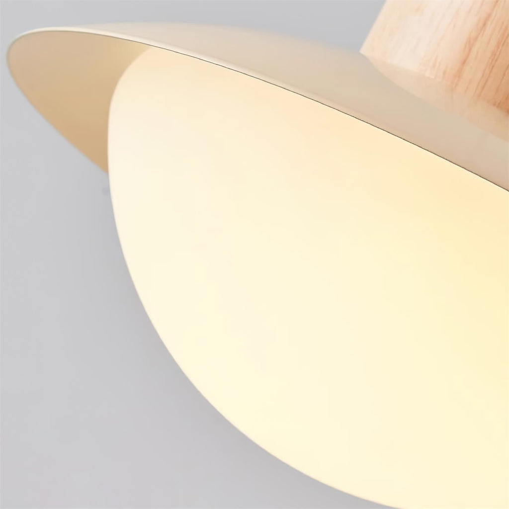 Pendant Lamp Metal and Wood PE Shade Dome Shape Minimalist | Fioriscas