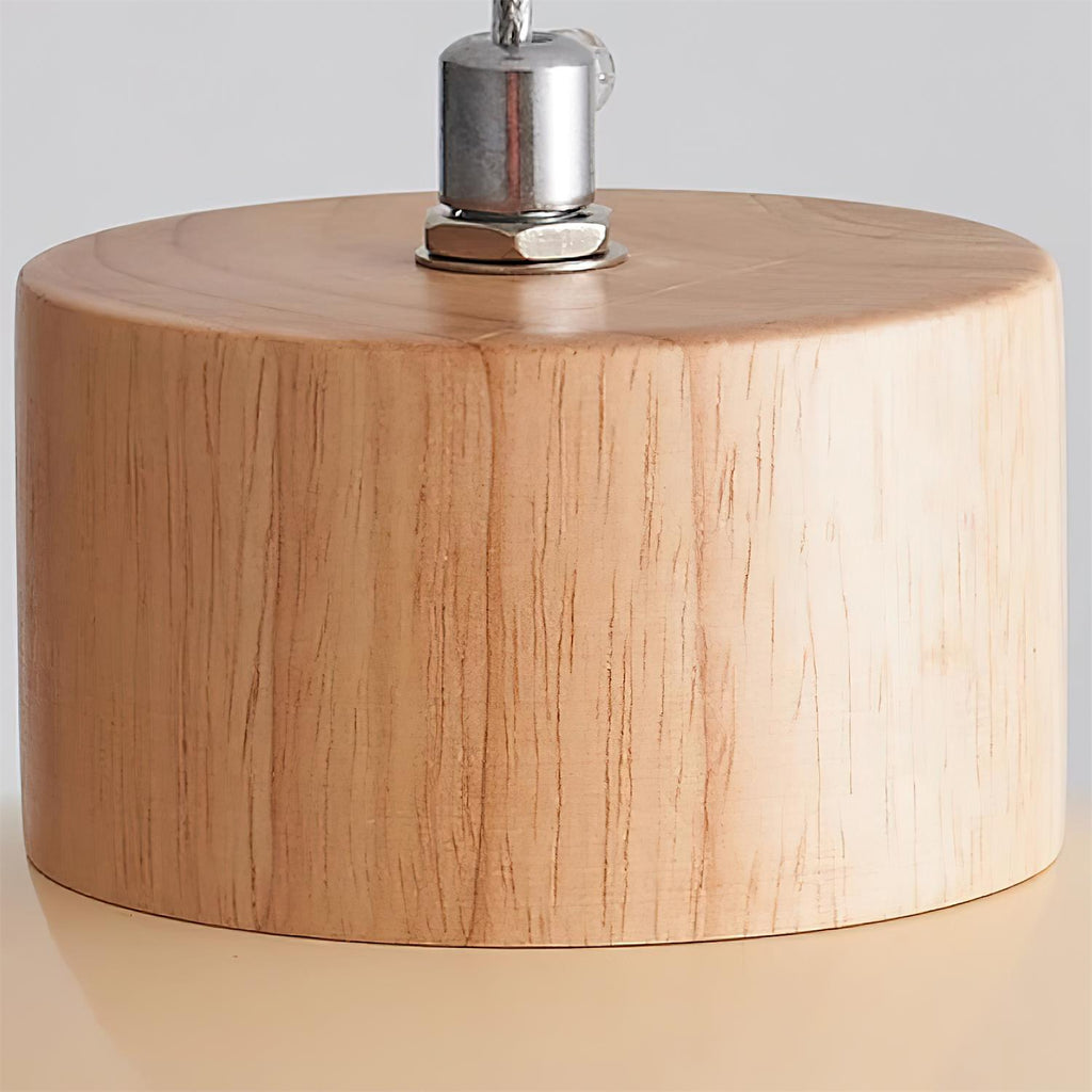 Pendant Lamp Metal and Wood PE Shade Dome Shape Minimalist | Fioriscas