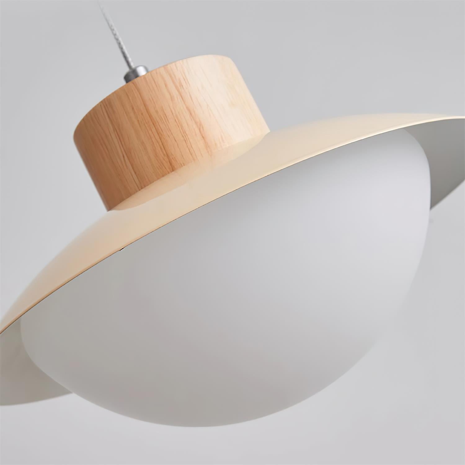Pendant Lamp Metal and Wood PE Shade Dome Shape Minimalist | Fioriscas