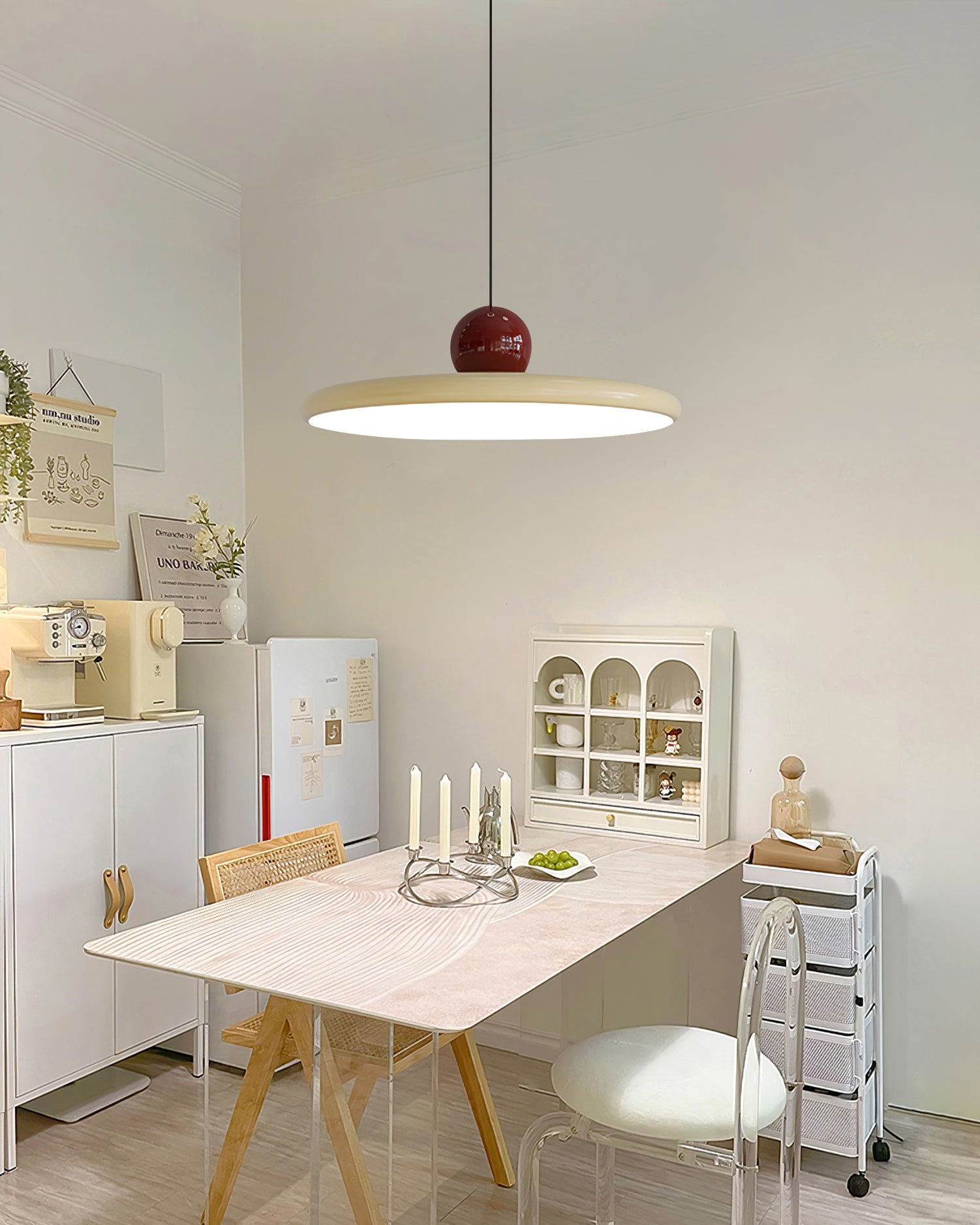 CrimsonLoom rød pendellampe i metal, justerbar ledning, 3 størrelser