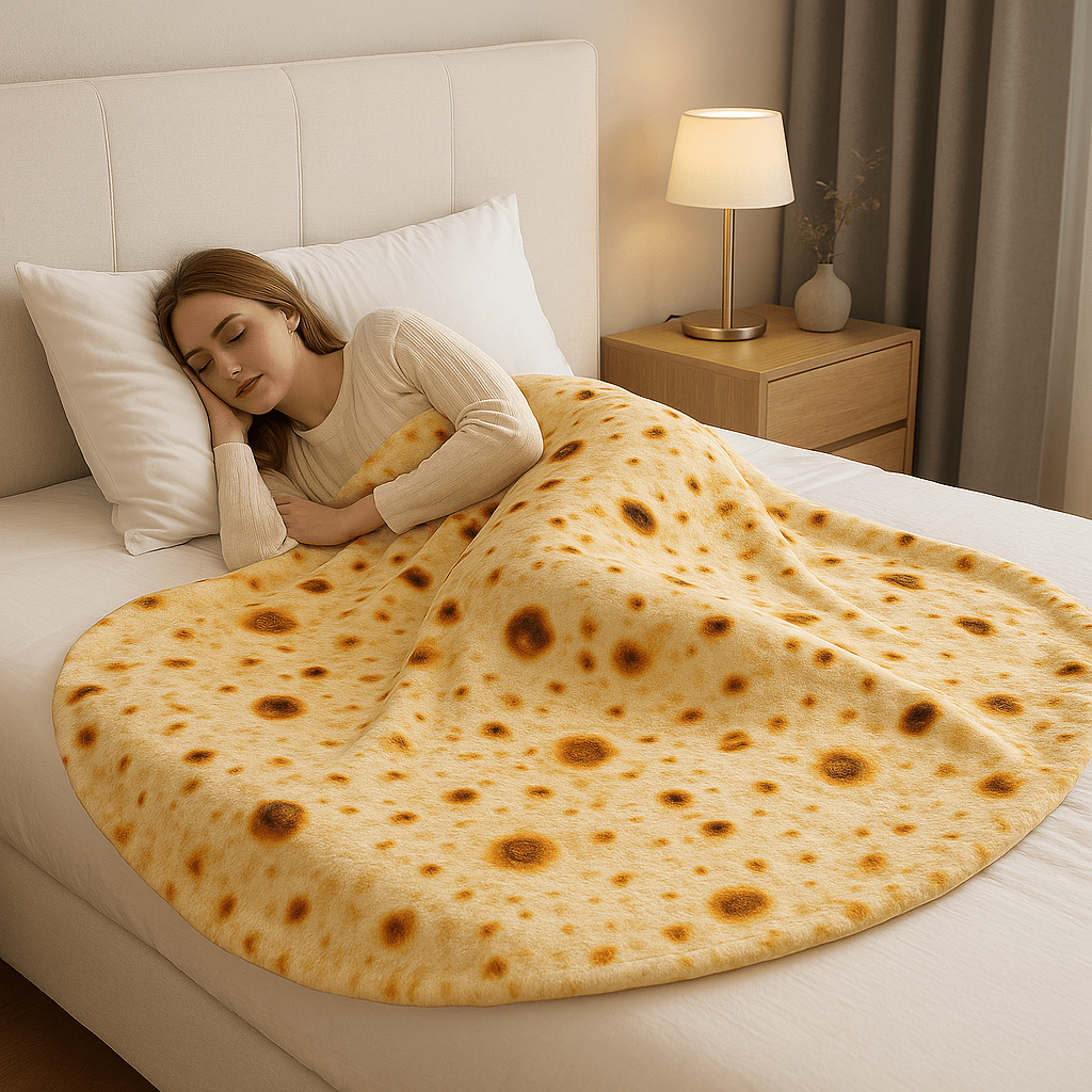 Cobertor de flanela Taco aconchegante com design divertido de tortilla - Fioriscas