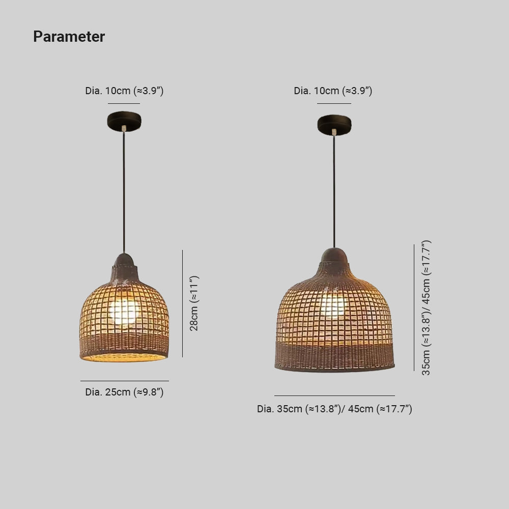 Muto Japanese Retro Basket Pendant Light Bamboo Guesthouse/Bedroom | Fioriscas