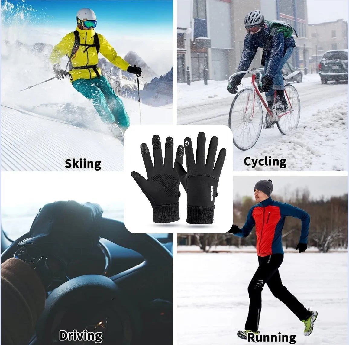 Guantes térmicos con pantalla táctil, protección contra agua y agarre seguro - Fioriscas