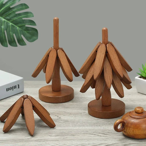 Set di 4 Sottobicchieri e Presine con Design Albero di Bambù - Fioriscas