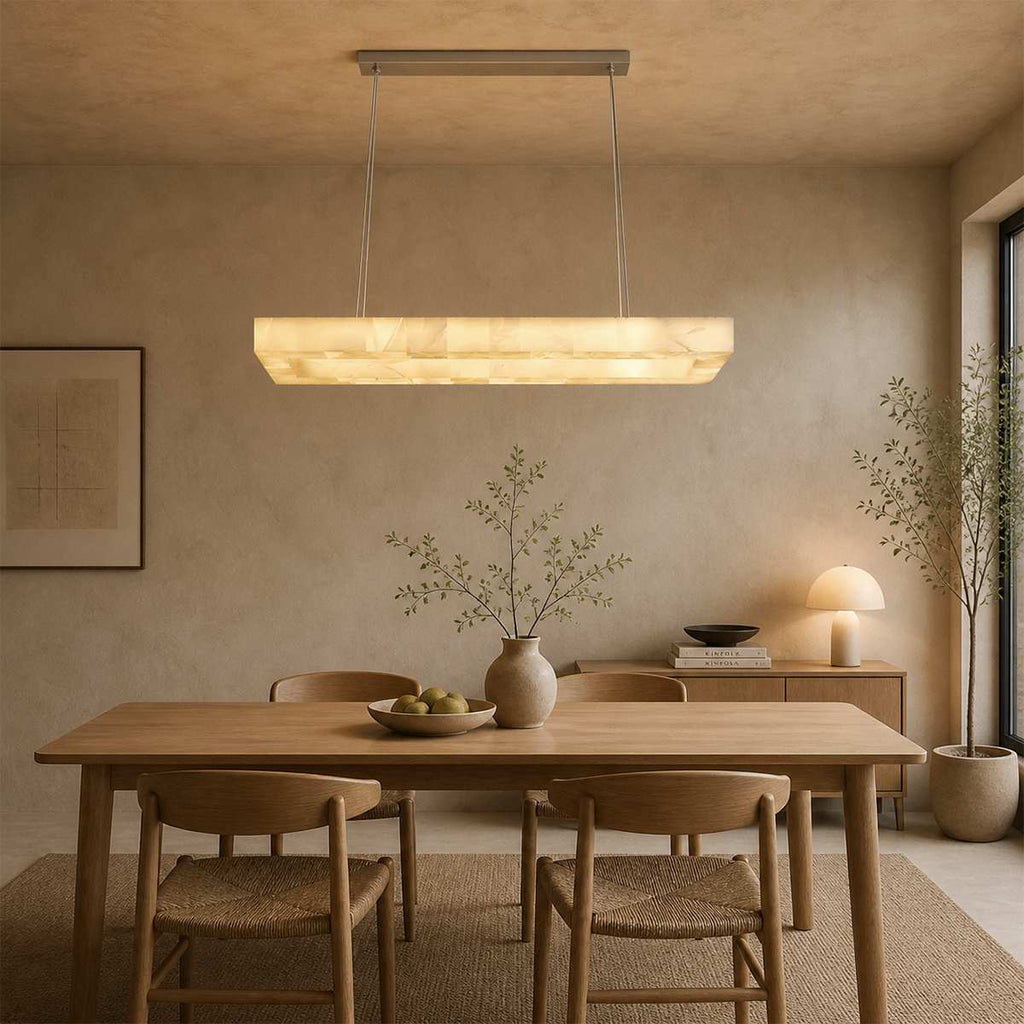 Calcite Halo rektangulär krona med stålvajersupphängning