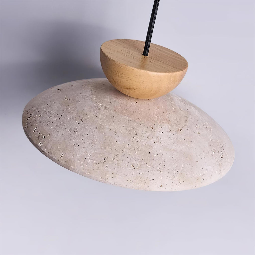 Aurea Pendelleuchte aus Holz und Travertin für Eingangsbereiche und Essbereiche