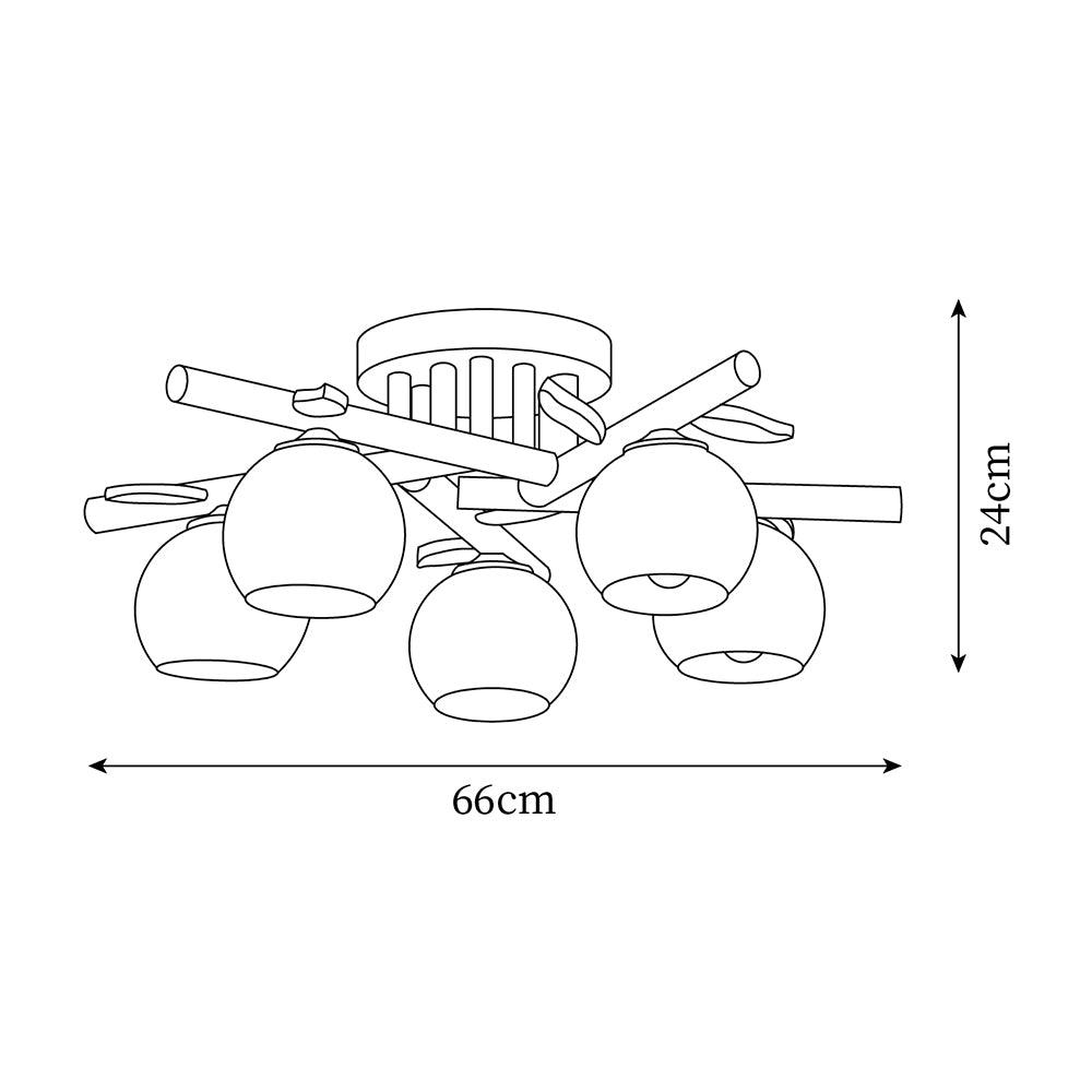 Ceiling Light Wood Body Glass Globes Organic Warm Minimalist | Fioriscas