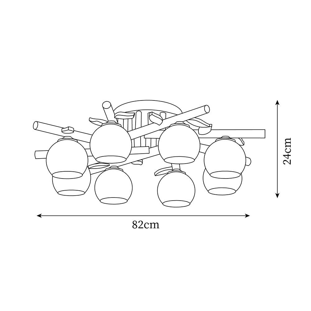 Ceiling Light Wood Body Glass Globes Organic Warm Minimalist | Fioriscas