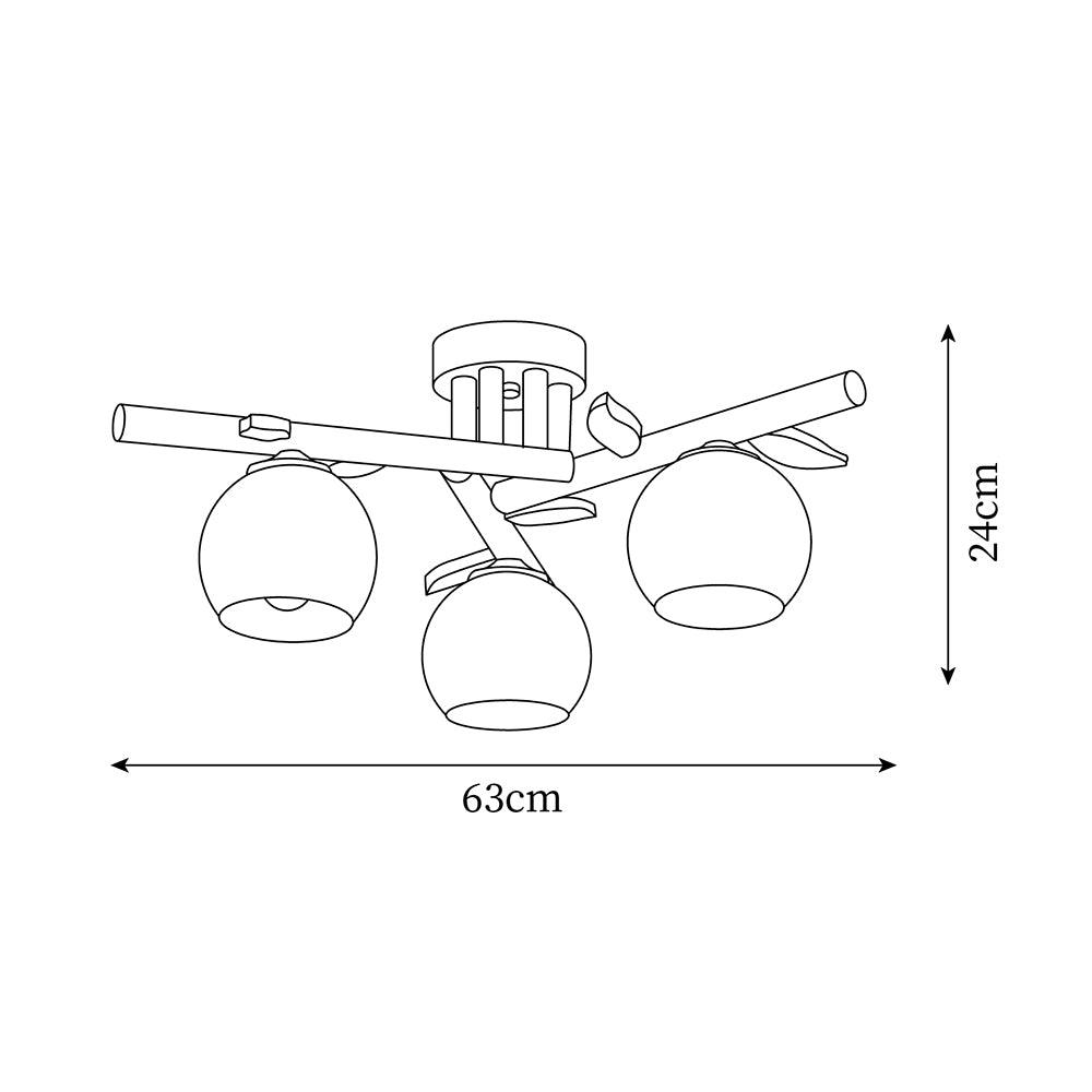 Ceiling Light Wood Body Glass Globes Organic Warm Minimalist | Fioriscas