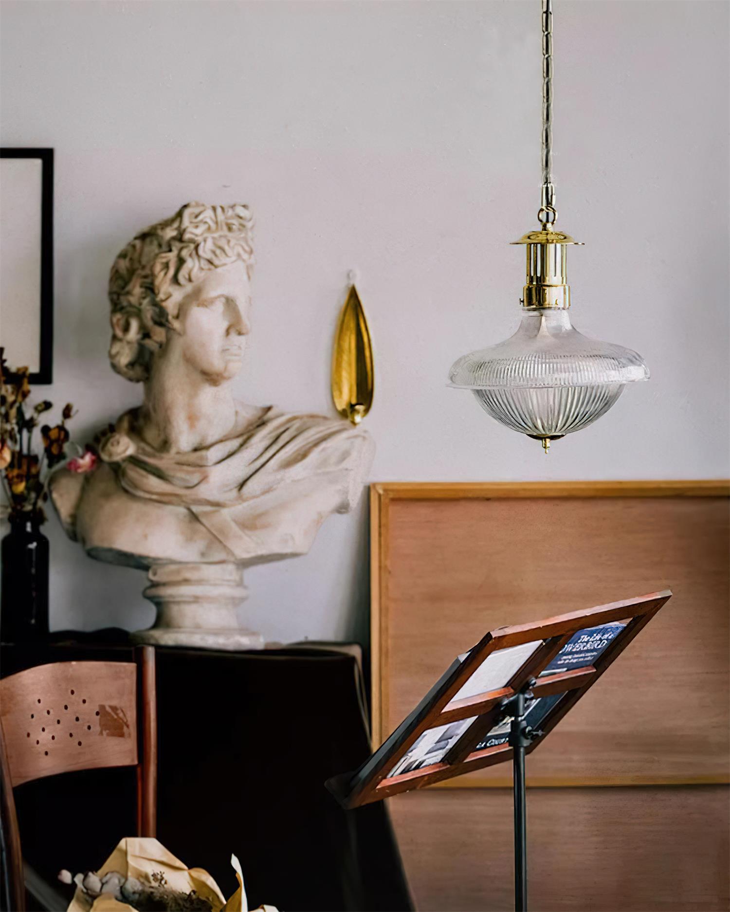 Orvel Clear Ribbed Glass Pendant Light | Fioriscas