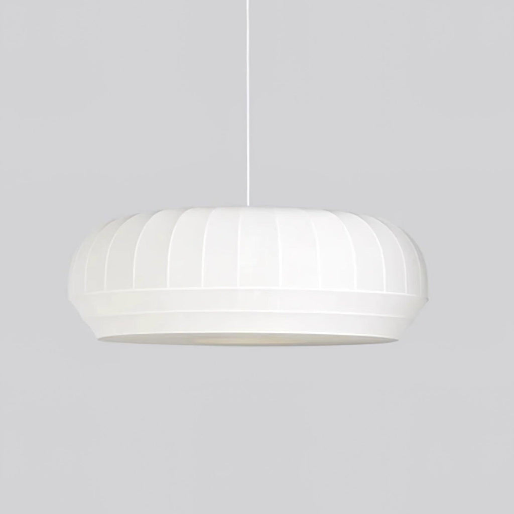 Pendant Lamp Silk Shade White Fabric Vertical Lines Soft Modern Minimalist | Fioriscas