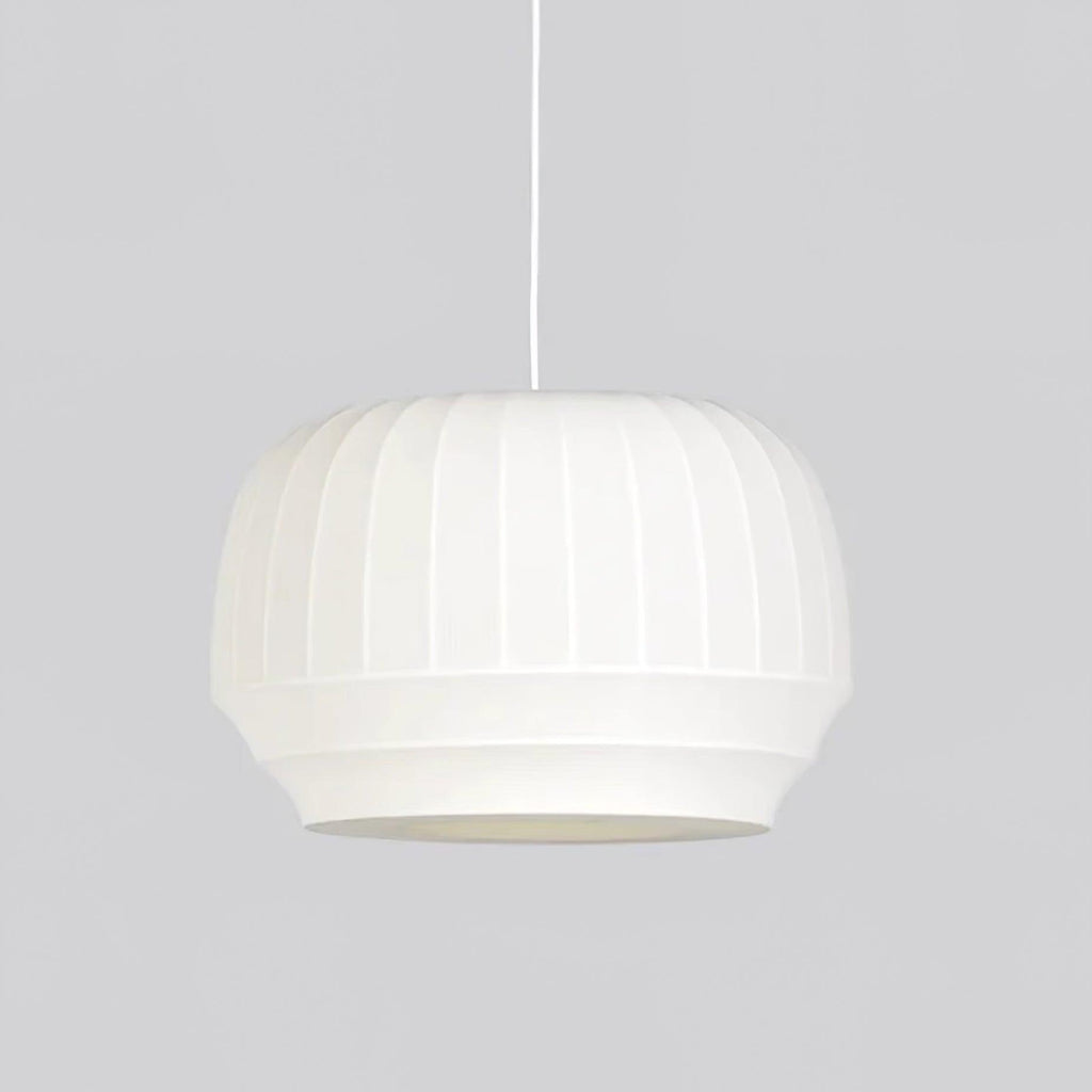 Pendant Lamp Silk Shade White Fabric Vertical Lines Soft Modern Minimalist | Fioriscas