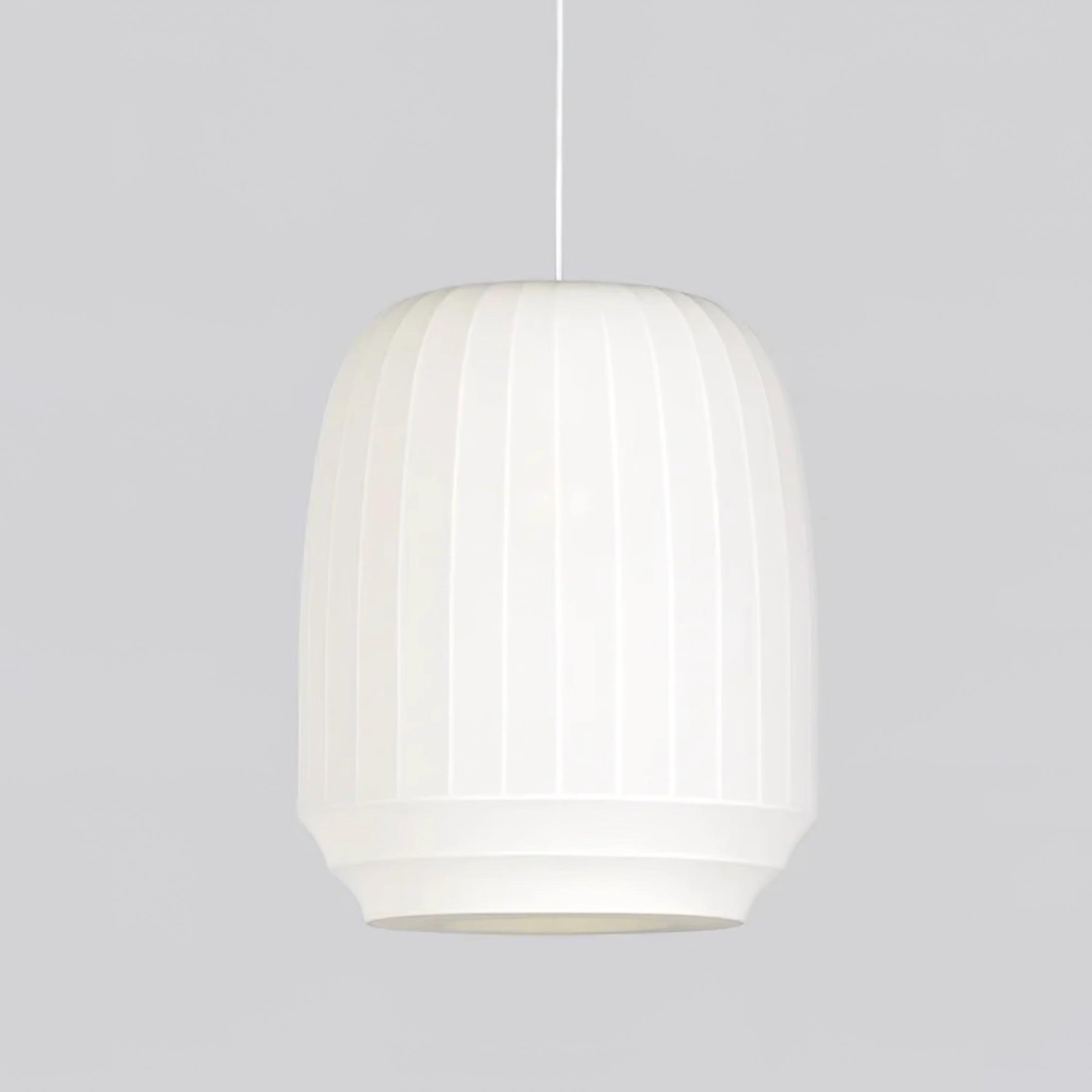 Pendant Lamp Silk Shade White Fabric Vertical Lines Soft Modern Minimalist | Fioriscas