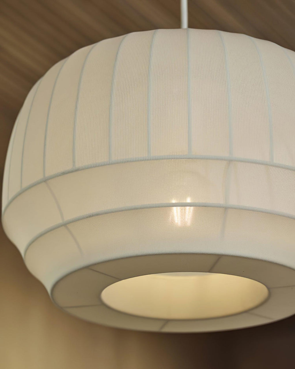 Pendant Lamp Silk Shade White Fabric Vertical Lines Soft Modern Minimalist | Fioriscas