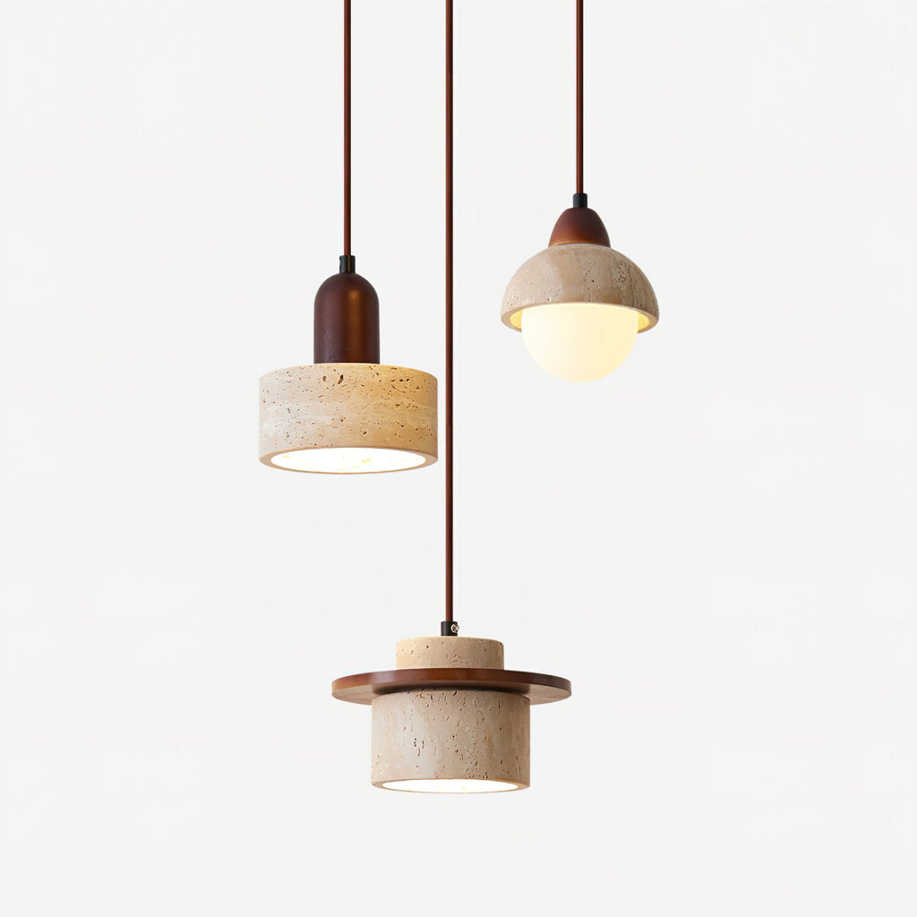 Lunara Multi-Light Pendant  Lamp Set Travertine | Fioriscas