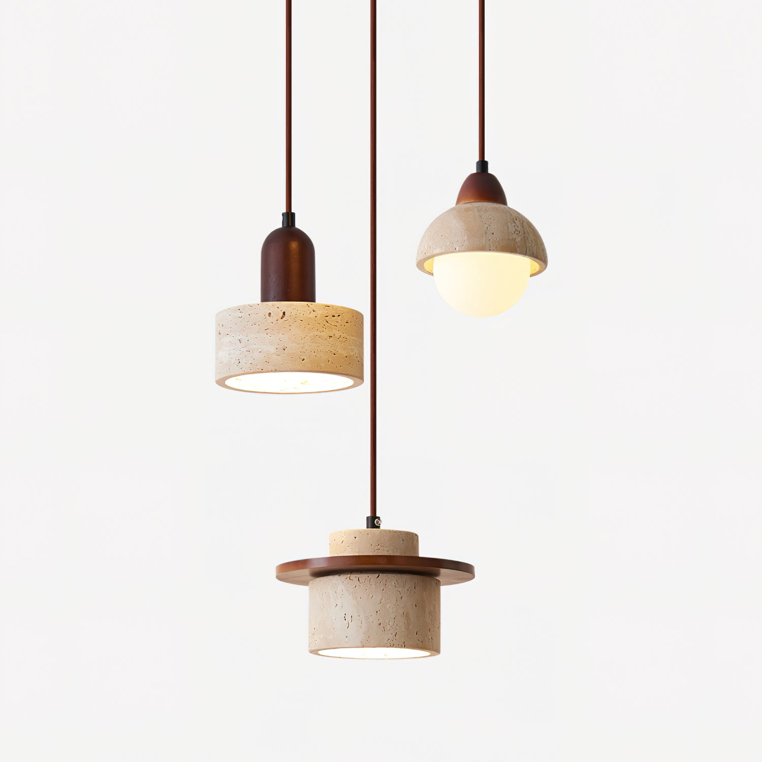 Lunara Multi-Light Pendant  Lamp Set Travertine | Fioriscas