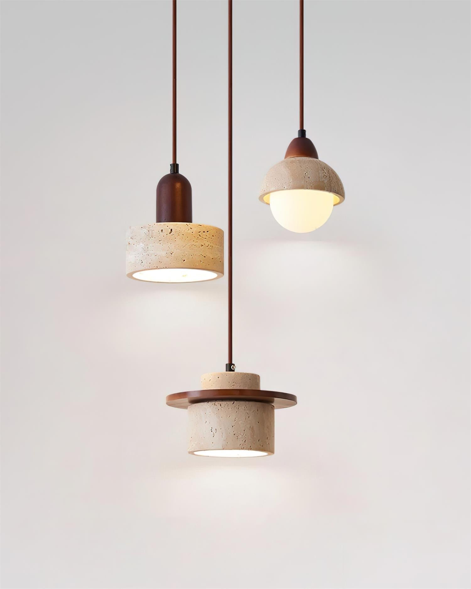 Lunara Multi-Light Pendant  Lamp Set Travertine | Fioriscas