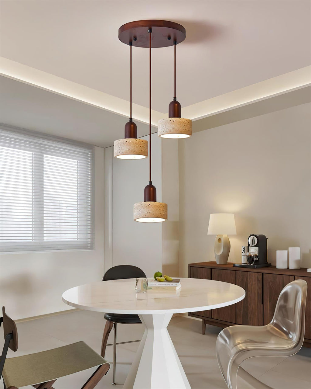 Lunara Multi-Light Pendant  Lamp Set Travertine | Fioriscas