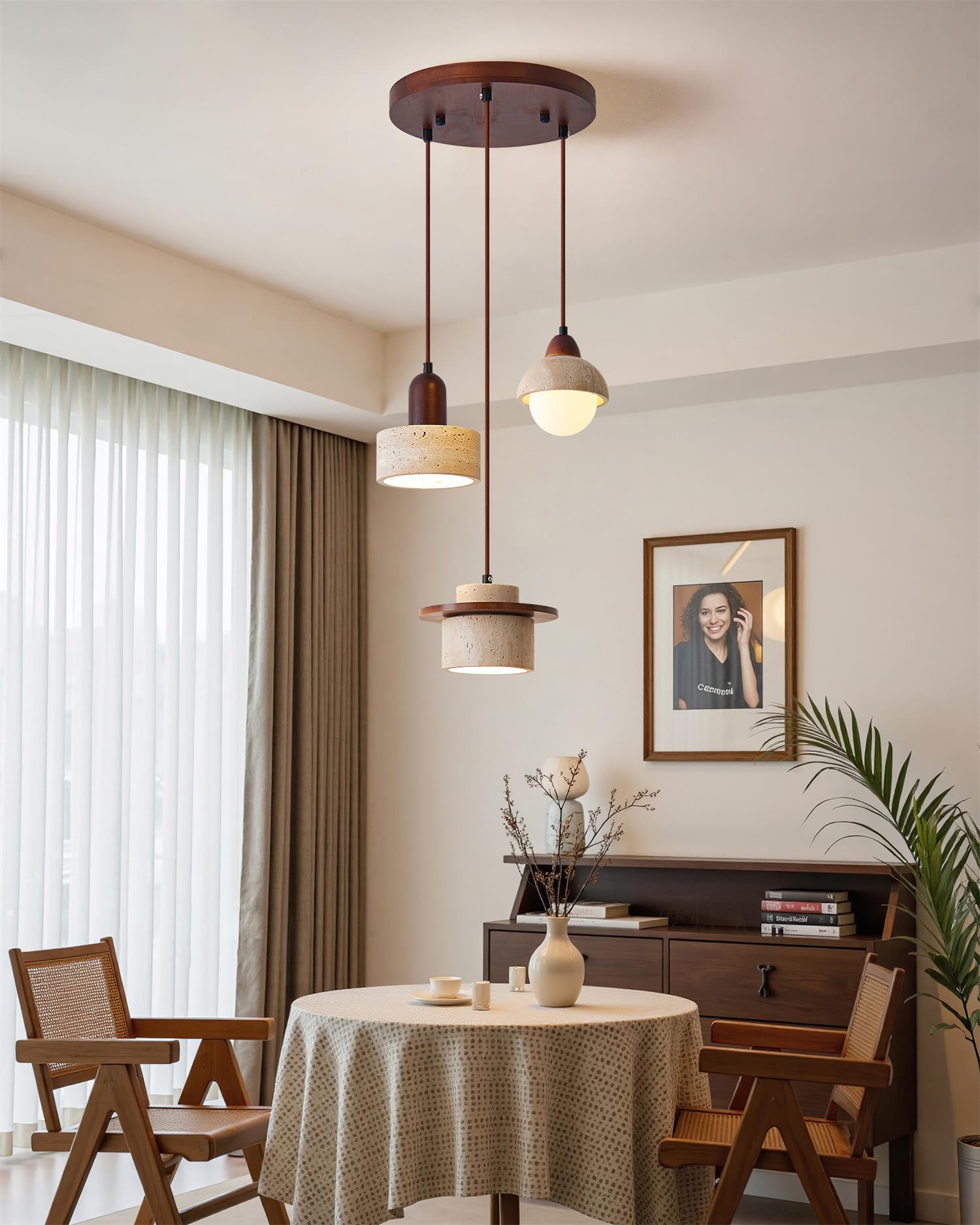 Lunara Multi-Light Pendant  Lamp Set Travertine | Fioriscas