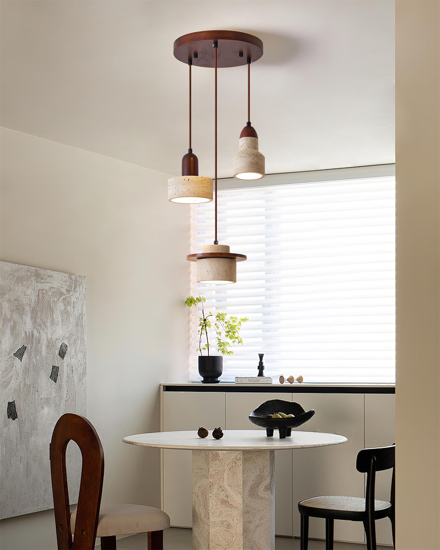 Lunara Multi-Light Pendant  Lamp Set Travertine | Fioriscas