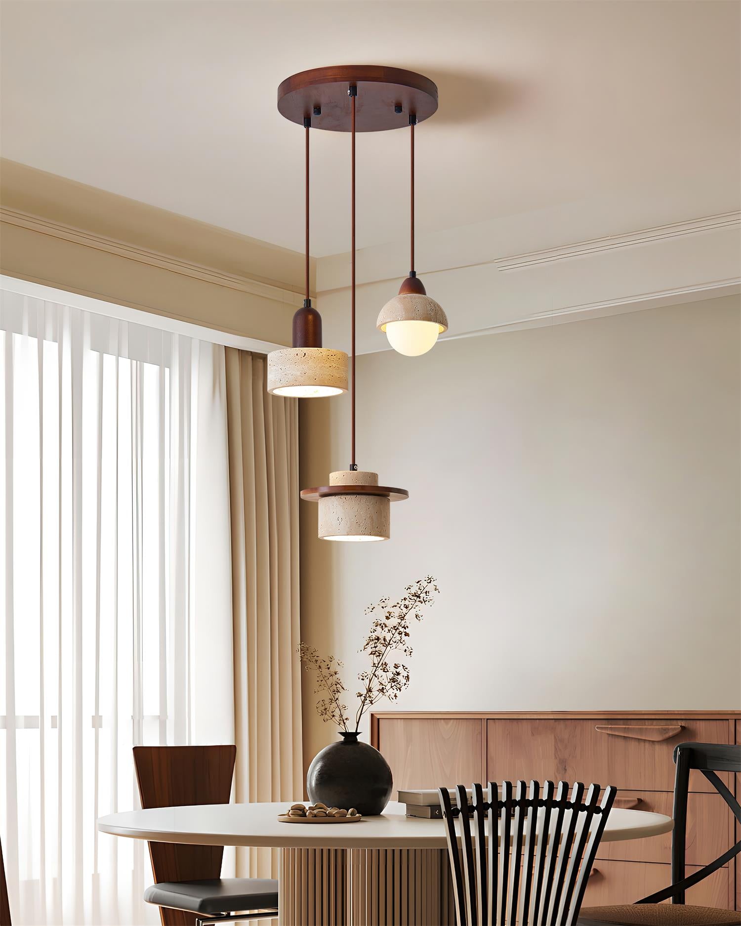 Lunara Multi-Light Pendant  Lamp Set Travertine | Fioriscas