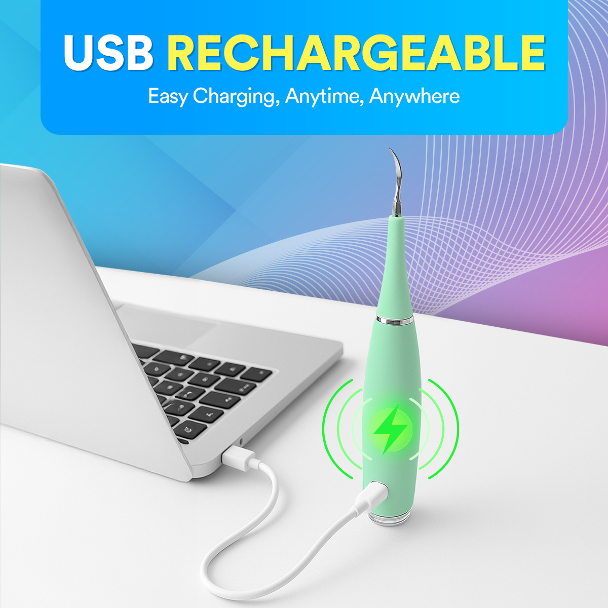 Ultrasonic Tooth Cleaner With Adjustable Sonic Vibration Settings