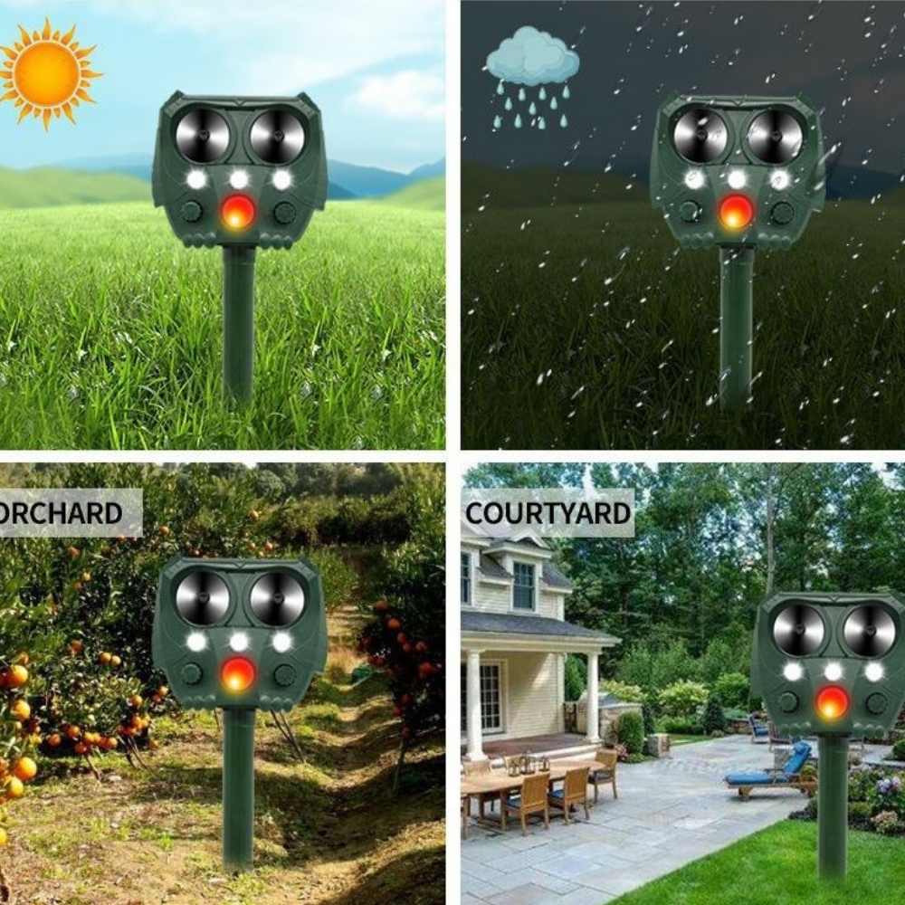 Ahuyentador solar ultrasónico VerdantWave para gatos, zorros y palomas