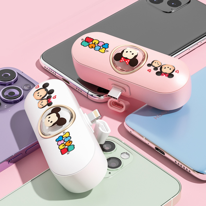 Mini powerbank met uitschuifbare standaard, 5000mAh draagbare oplader