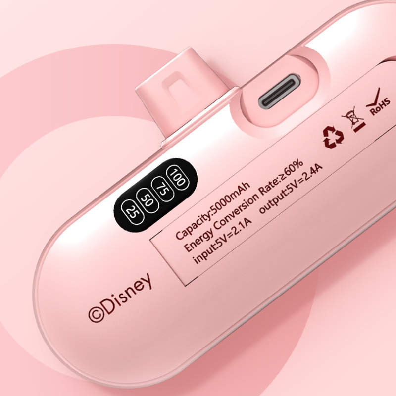 Mini powerbank met uitschuifbare standaard, 5000mAh draagbare oplader
