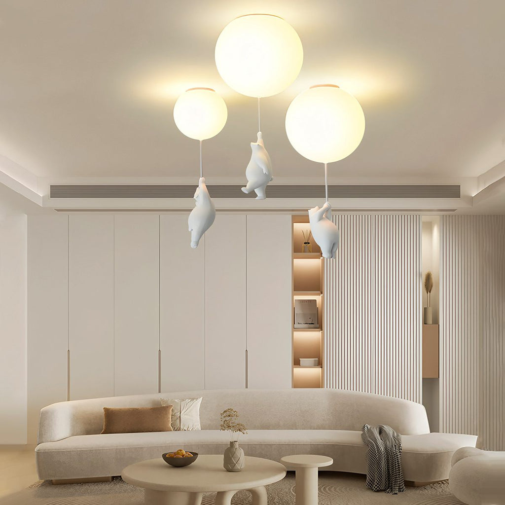 Bear Balloon Ceiling Light For Kids Room Cute Modern Night Lamp