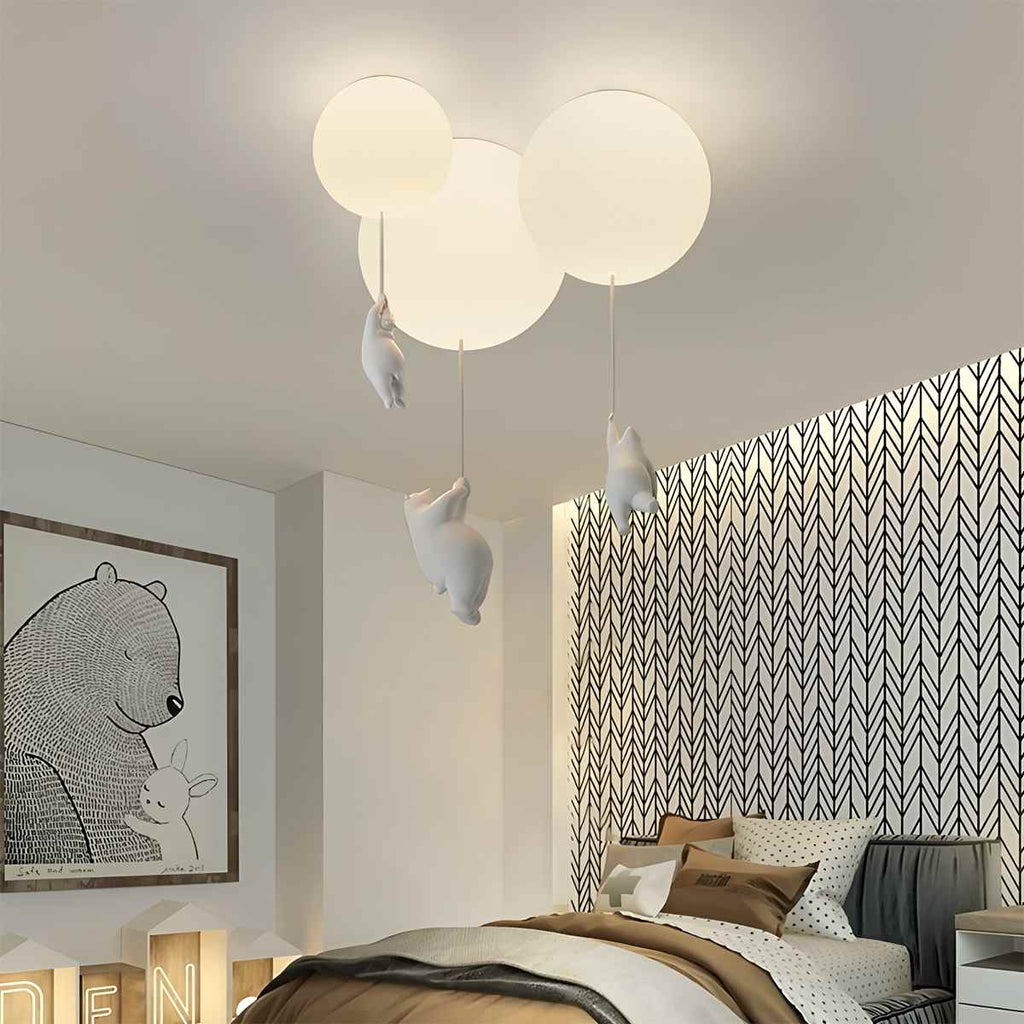 Bear Balloon Ceiling Light For Kids Room Cute Modern Night Lamp