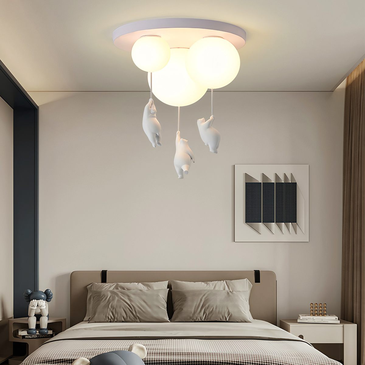 Bear Balloon Ceiling Light For Kids Room Cute Modern Night Lamp