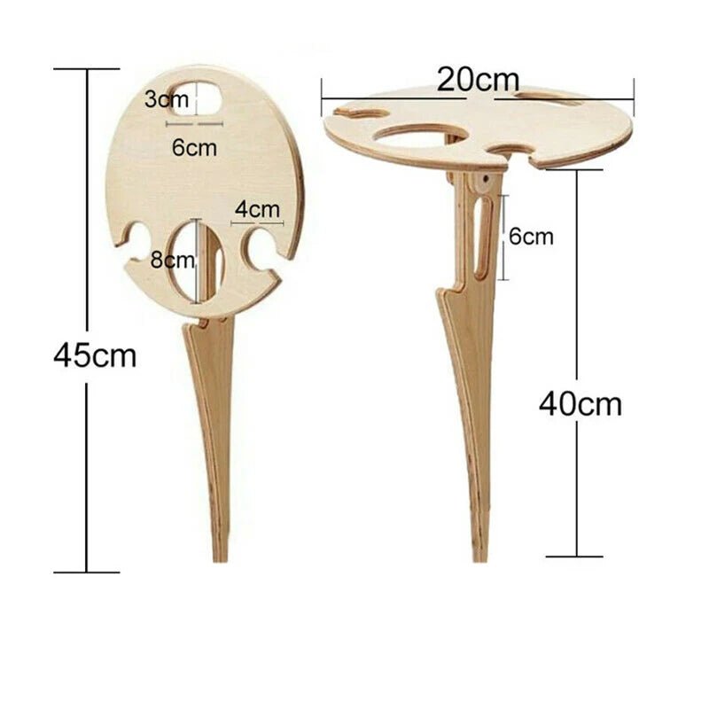 Table à vin pliante en bois portable pour extérieur avec porte-verres pour pique-niques et camping - Fioriscas