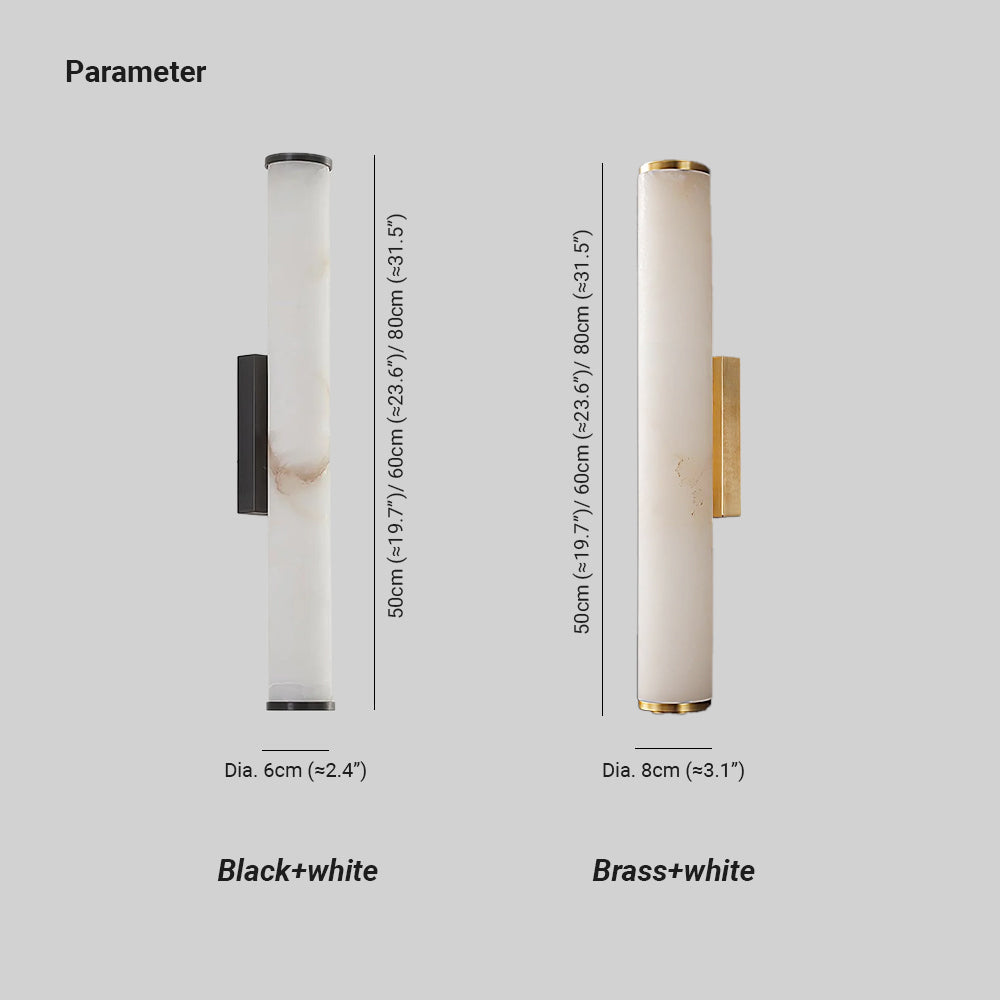 Klyr Alabaster Vertical Cylindrical Wall Lamp | Fioriscas