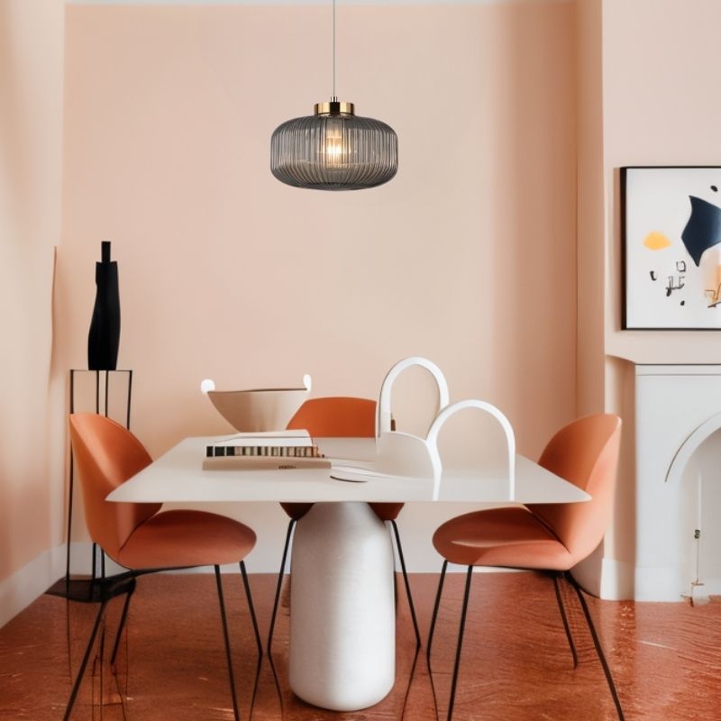 NovaLume Modern Iron And Glass Pendant Light For Kitchen And Dining Areas
