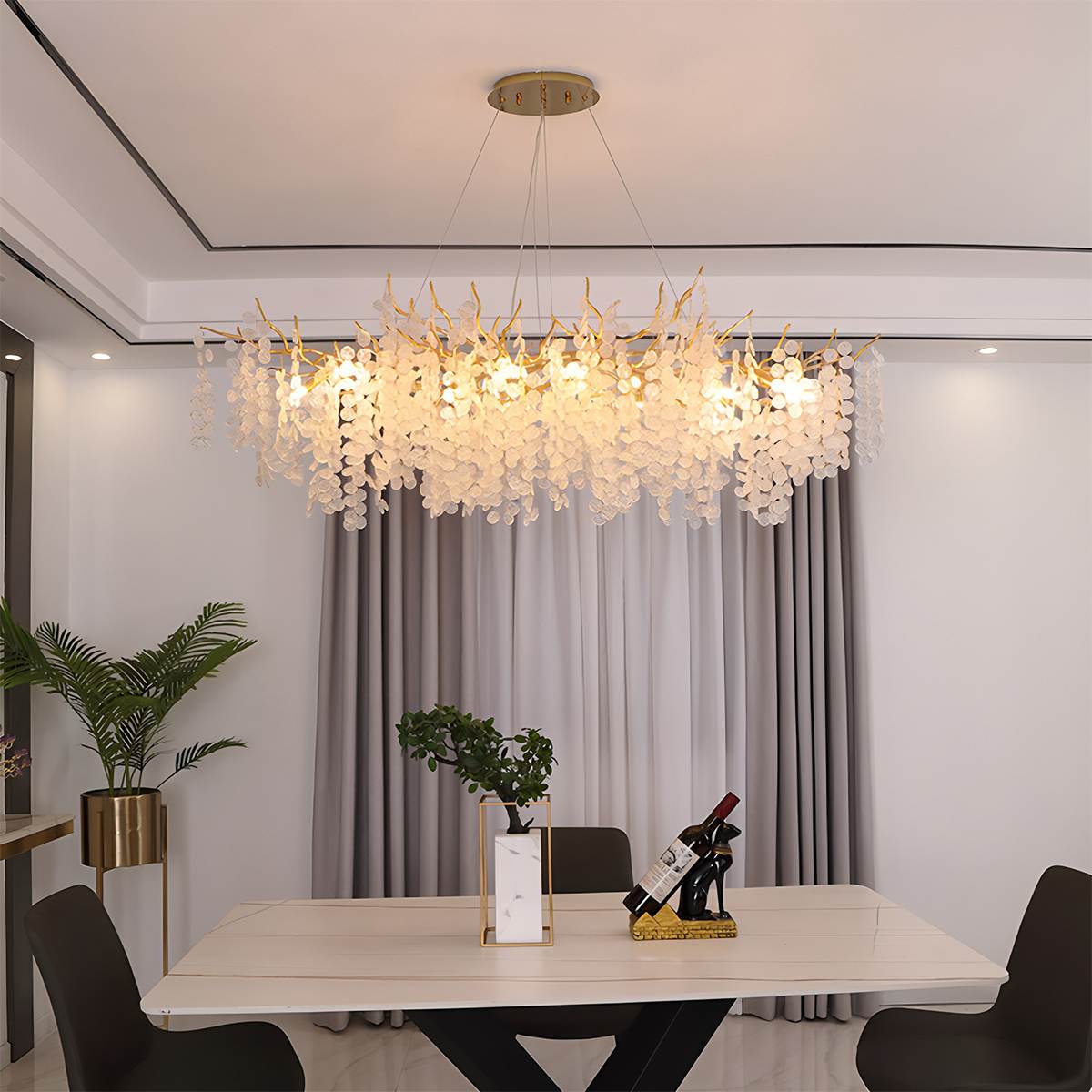 Aurora Glimmer Crystal Branch Chandelier With Gold Finish