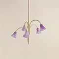 Chandelier Flower-Shaped Glass Shades on Gold Metal Arms for Dining | Fioriscas