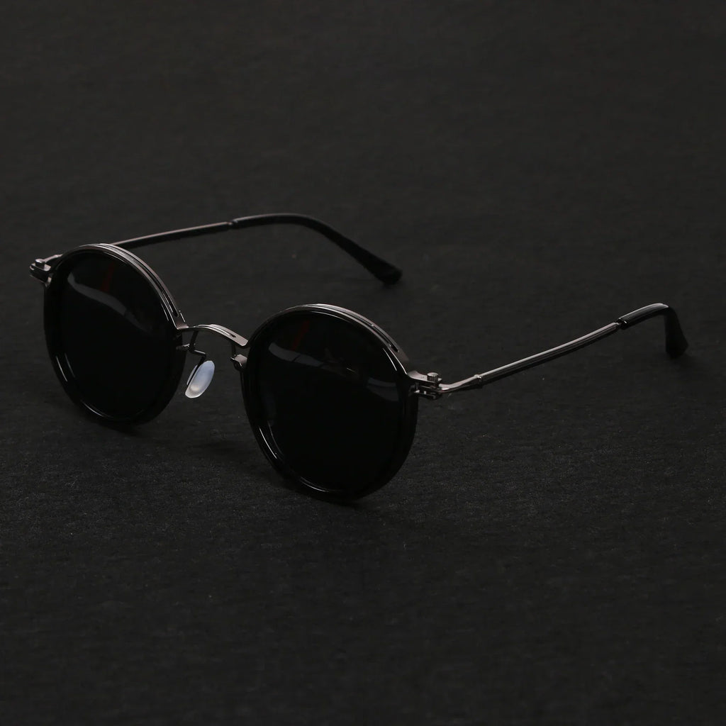 Okrągłe okulary przeciwsłoneczne Lunara, oprawki w stylu vintage w złotym odcieniu z ochroną soczewek UV400