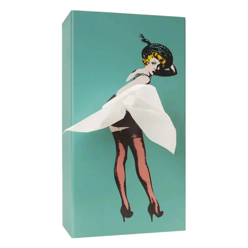 Tissue Box Cover in Wood with Retro Pin-Up Dress Design, Kevara Keepsake