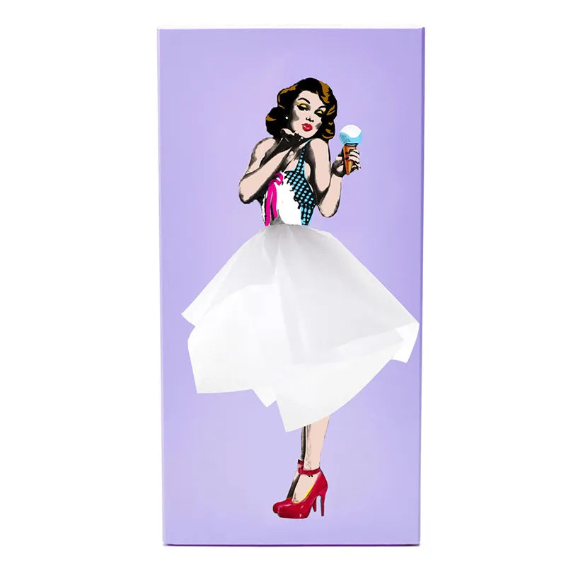 Tissue Box Cover in Wood with Retro Pin-Up Dress Design, Kevara Keepsake