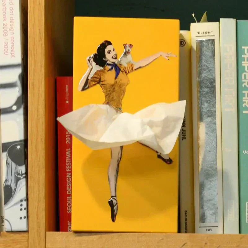 Tissue Box Cover in Wood with Retro Pin-Up Dress Design, Kevara Keepsake