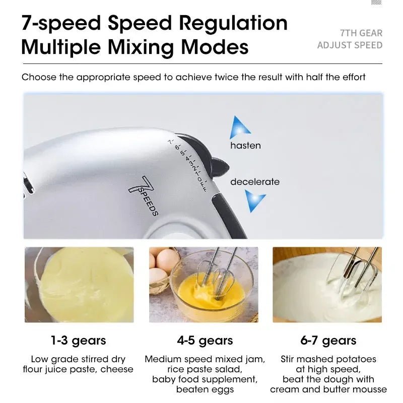 Electric Hand Mixer with 7 Speed Settings - Fioriscas