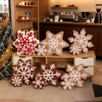 Almohada suave de copo de nieve invernal para decoración navideña del hogar - Fioriscas