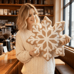 Almohada suave de copo de nieve invernal para decoración navideña del hogar - Fioriscas