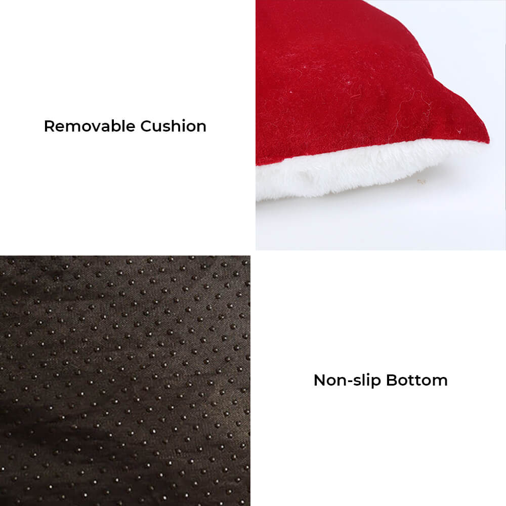 Semi-closed dog and cat bed with Christmas motif and non-slip bottom - Fioriscas